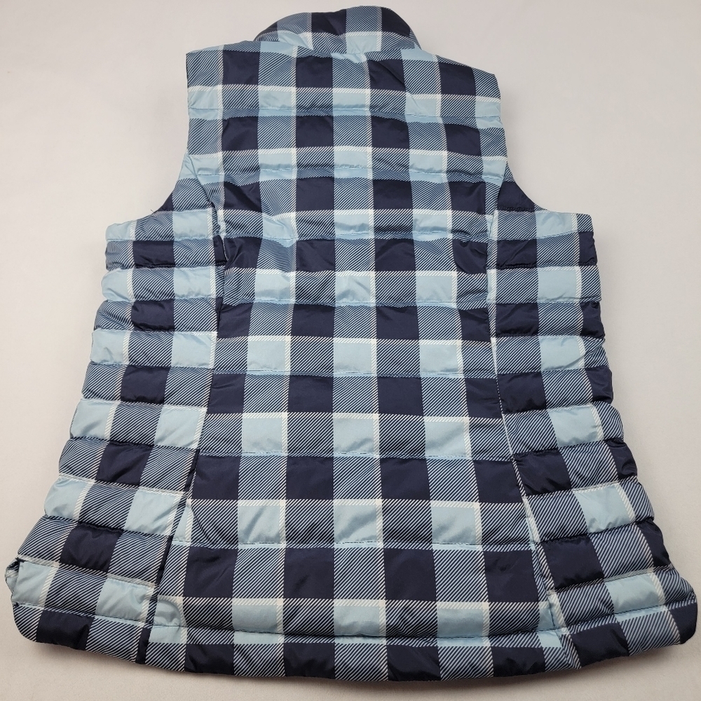 Lands' End blue plaid down filled puffer vest Bin - Picture 4 of 5